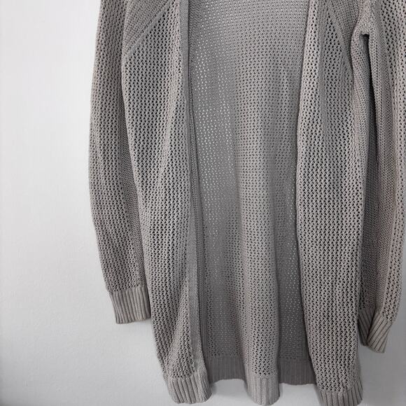 Athleta Open Knit Cardigan Light Grey Size XS Athleisure Women's Cotton Nylon - Picture 3 of 14